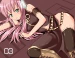 1girl black_dress blue_eyes lace-up_boots long_hair megurine_luka pink_hair tagme vocaloid