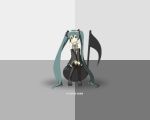 detached_sleeves gray hatsune_miku musical_note necktie thigh_boots twintails vocaloid