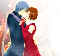   blue_hair brown_hair closed_eyes couple kaito meiko short_hair vocaloid  