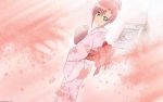 1girl clock_tower fan green_eyes hayate_no_gotoku! japanese_clothes katsura_hinagiku kimono pink_hair tagme updo