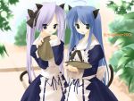  animal_ears arikawa_satoru cat_ears catgirl enmaided highres hiiragi_kagami izumi_konata lucky_star maid twintails waitress wallpaper 