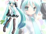  detached_sleeves hatsune_miku highres long_hair namamo_nanase solo spring_onion thighhighs twintails very_long_hair vocaloid zettai_ryouiki zoom_layer 