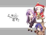  christmas hiiragi_kagami hiiragi_tsukasa izumi_konata lucky_star santa_costume santa_hat 
