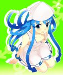  blue_eyes blue_hair blush bracelet dress flat_chest hat ikamusume jewelry long_hair open_mouth shinryaku!_ikamusume solo squid tentacle_hair udk 