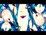  aqua_eyes aqua_hair blue camisole clone faux_traditional_media hair_ribbon hatsune_miku highres meola ribbon twintails vocaloid 