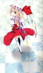  absurdres blonde_hair duplicate flandre_scarlet hat highres ponytail red_eyes short_hair side_ponytail solo thigh-highs touhou usotsukiya wings 