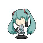  aqua_eyes aqua_hair chibi detached_sleeves hatsune_miku headset long_hair necktie open_mouth potaaju solo thighhighs twintails very_long_hair vocaloid zettai_ryouiki 