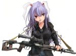 bunny_ears dragunov_svd gun highres long_hair purple_hair rabbit_ears red_eyes reisen_udongein_inaba rifle sniper_rifle terabyte_(rook777) touhou weapon 