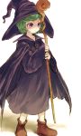  blush green_hair hat highres ikura+ schierke short_hair staff witch witch_hat 