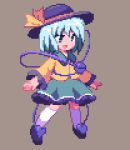  :d animated animated_png blinking blue_eyes gif hat idle_animation komeiji_koishi kou_2008 lowres open_mouth outstretched_arms pixel_art skirt smile solo spread_arms touhou white_hair 