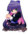  bow hair_bow hands_clasped long_hair panty_&amp;_stocking_with_garterbelt purple_hair solo stocking_(character) stocking_(psg) yadamon_(neverland) 