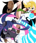  blonde_hair blue_eyes blue_hair bow dual_wielding gun hair_bow hidaka long_hair multiple_girls panty_&amp;_stocking_with_garterbelt panty_(character) panty_(psg) smile stocking_(character) stocking_(psg) sword weapon 