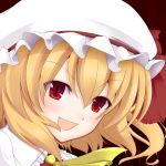  face flandre_scarlet hat kurimuzone open_mouth red_eyes ribbon smile solo touhou 