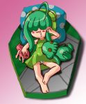  ahoge bed blush_stickers cthulhu cthulhu-tan deep_one drooling green_hair hair_over_eyes lovecraft pillow plushy sleeping 