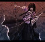 branch dark evil grin hime_cut houraisan_kaguya jeweled_branch_of_hourai lastdark letterboxed long_hair long_skirt ribbon skirt smile solo touhou