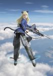  animal_ears artist_request black_legwear blonde_hair bren_lmg cat_ears cat_tail cloud clouds flying glasses gun lips machine_gun panties panties_under_pantyhose pantyhose perrine_h_clostermann realistic sky strike_witches striker_unit tail tar_(artist) underwear weapon yellow_eyes 