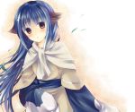  blue_hair brown_eyes dog_ears japanese_clothes kage_no_utage shawl tail utawareru_mono yuzuha_(utawareru_mono) 