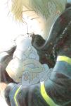  1boy brown_hair cat closed_eyes firefighter free! male_focus short_hair smile tachibana_makoto 