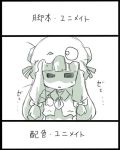  crescent_moon hat long_hair lowres monochrome patchouli_knowledge solo touhou translated uni_mate 