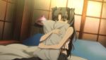  animated_gif black_hair camisole fate/stay_night fate/unlimited_blade_works fate_(series) gif long_hair pillow pillow_hug skirt thigh-highs thighhighs tohsaka_rin toosaka_rin tsundere twintails 