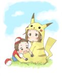  blush boss_(artist) brother_and_sister child cosplay hat k-on! open_mouth pikachu pikachu_(cosplay) poke_ball pokemon pokemon_(game) red_(pokemon) red_(pokemon)_(cosplay) saliva siblings tainaka_ritsu tainaka_satoshi 