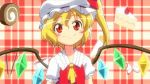  animated animated_gif arms_up blonde_hair blush_stickers cake candy fang flandre_scarlet flapping food fourth_wall gif hat kiss lowres mukai o3o pocky red_eyes short_hair side_ponytail smile touhou 