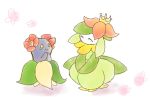  alternate_color bellossom closed_eyes flower hands_together lilligant pokemon pokemon_(creature) pokemon_(game) pokemon_black_and_white simple_background smile subaru_(15om) 