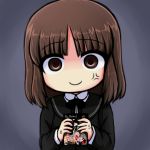  1girl amagami anger_vein brown_eyes brown_hair chibi empty_eyes face school_uniform short_hair solo tanaka_keiko ytis 