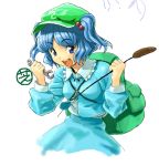  :d bad_id blue_hair face hat holding kawashiro_nitori oekaki open_mouth reeds shiba_itsuki short_hair short_twintails smile solo touhou twintails wrench 
