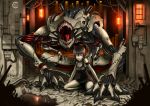  highres mecha mouth original red_eyes robot solo teeth tongue 