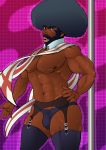  afro beard black_eyes bulge crossdressinging dark_skin fabulous facial_hair garter_belt garterbelt_(character) garterbelt_(psg) male manly muscle panty_&amp;_stocking_with_garterbelt parody priest thigh-highs thighhighs 