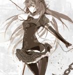  brown_eyes chain long_hair original outstretched_arm pantyhose solo suou weapon 