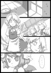  braid comic hat izayoi_sakuya maid maid_headdress monochrome multiple_girls pocket_watch remilia_scarlet touhou twintails uni_mate watch wings 