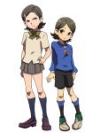  bad_id crossdressinging eckzahn gianluca_zanardi green_eyes inazuma_eleven kino_aki reverse_trap school_uniform short_hair soccer_uniform 