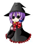 chibi costume hair_ribbon hat ichimi nagae_iku purple_hair ribbon star touhou wand witch witch_hat