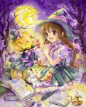  braid candle face hat jack-o&#039;-lantern jack-o'-lantern moon original pumpkin seiza sitting solo toyoda_izumi tree 