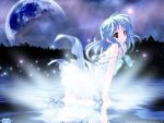  blue_hair brown_eyes dress fujiwara_warawara moon 