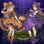  alternate_color hakurei_reimu halloween jack-o&#039;-lantern jack-o'-lantern jakoten kirisame_marisa lowres multiple_girls pumpkin touhou 