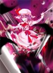  aw bad_id bat_wings chain crescent_moon hat hat_ribbon moon purple_hair red_eyes remilia_scarlet ribbon short_hair solo sword touhou weapon wings 