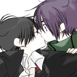  black_hair chrome_dokuro couple hibari_kyoya katekyo_hitman_reborn kiss purple_hair 