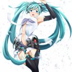  aqua_hair blue_eyes colored eto hatsune_miku hatsune_miku_(append) long_hair miku_append navel necktie open_mouth solo thighhighs twintails vocaloid vocaloid_append 