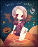  1girl ana_(rznuscrf) halloween jack-o&#039;-lantern pumpkin red_eyes remilia_scarlet touhou wings 