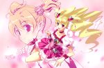  cure_peach fresh_precure! heart long_hair magical_girl mashimaro momozono_love open_mouth pink_eyes precure smile teeth title_drop twintails 