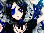  black_hair blue_eyes blue_roses chrome_dokuro eye_patch katekyo_hitman_reborn neck_tie 