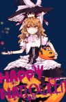  black_hair blonde_hair braid child detached_sleeves hakurei_reimu halloween hat kirisame_marisa long_hair multiple_girls pumpkin time_paradox touhou witch_hat yellow_eyes yonu_(nyonu) yonu_(yonurime) young 