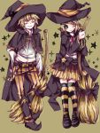  blonde_hair blush broom hat kagamine_len kagamine_rin kneehighs mojisuke short_hair siblings skirt smile striped striped_kneehighs striped_legwear thighhighs twins vocaloid wink witch witch_hat 