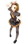  brown_eyes brown_hair frills hairband hand_on_hip jewelry k-on! open_mouth pantyhose pleated_skirt skirt solo tainaka_ritsu theta_(ponkotsu_works) wink 