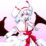  alternate_costume bat_wings capelet curiosities_of_lotus_asia hat kenntairui kentairui looking_at_viewer outstretched_arms red_eyes remilia_scarlet slit_pupils solo spread_arms touhou white_hair wings 