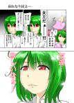  face green_hair handkerchief kazami_yuuka lips lonely mattari_yufi red_eyes short_hair smile solo tears touhou translated translation_request 