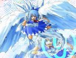  bankai bleach blue_eyes blue_hair bow cirno hitsugaya_toushirou ice ice_wings open_mouth parody touhou wings ⑨ 